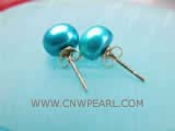 8-8.5mm blue bread freshwater pearl stud earrings