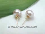 10-11mm purple bread freshwater pearl stud earrings