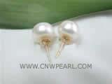 10-11mm white bread freshwater pearl stud earrings