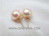 7-8mm pink bread freshwater pearl stud earrings