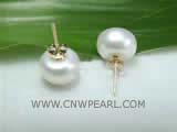 7-8mm white bread freshwater pearl stud earrings