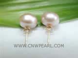 7-8mm pink bread freshwater pearl stud earrings