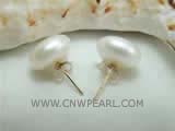 8-9mm white flat bread freshwater pearl stud earrings
