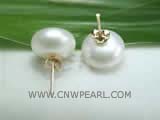 7-8mm white flat bread freshwater pearl stud earrings