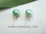 6-7mm light green bread freshwater pearl stud earrings