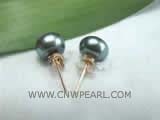 7-8mm black bread freshwater pearl stud earrings