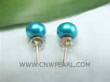 5-6mm blue bread freshwater pearl stud earrings