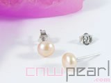 5-6mm pink bread freshwater pearl stud earrings