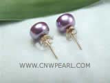7-8mm amaranth bread freshwater pearl stud earrings
