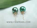 7-8mm dark green bread freshwater pearl stud earrings