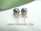 7-7.5mm black bread freshwater pearl stud earrings