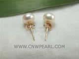 7-7.5mm white bread freshwater pearl stud earrings