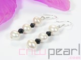 7-8mm white potato freshwater pearl dangling earrings