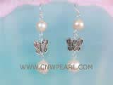7-8mm pink potato freshwater pearl silver dangle earrings