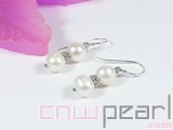 7-8mm white potato freshwater pearl  dangle earrings