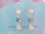 7-8mm pink potato freshwater pearl silver dangle earrings