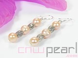 7-8mm pink potato freshwater pearl dangle earrings