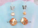 7-8mm orange nugget freshwater pearl dangling earrings