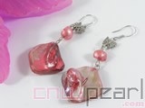 7-8mm amaranth nugget freshwater pearl dangling earrings
