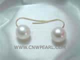10mm white round freshwater pearl dangle earrings