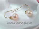 7.5-8mm pink round freshwater pearl dangling earrings