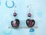 7-8mm dark amaranth nugget freshwater pearl dangling earrings
