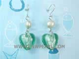 7-8mm white nugget freshwater pearl dangle earrings