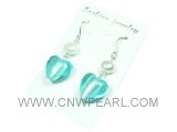 7-8mm aqua nugget freshwater pearl dangling earrings
