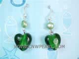 7-8mm light green nugget freshwater pearl dangle earrings