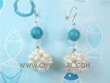 3-4mm white rice freshwater pearl dangling earrings