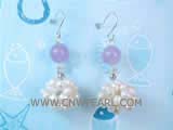 3-4mm white rice freshwater pearl dangling earrings
