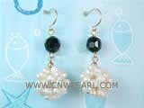3-4mm white rice freshwater pearl dangling earrings