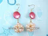 12-15mm amaranth coin freshwater pearl dangling earrings