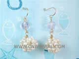 3-4mm white rice freshwater pearl dangling earrings