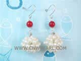 3-4mm white rice freshwater pearl dangling earrings