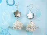 3-4mm white rice freshwater pearl dangling earrings