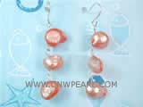 5-6mm vermeil nugget and blister freshwater pearl dangling earrings