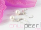 6-7mm white round freshwater pearl hoop earrings