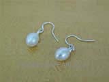 6-7mm white rice freshwater pearl dangling earrings