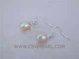 6-7mm pink rice freshwater pearl dangling earrings