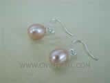 6.5-7mm pink rice freshwater pearl dangling earrings