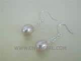 7-8mm purple rice freshwater pearl dangling earrings