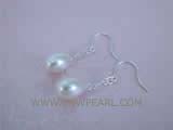 7.5-8mm white rice freshwater pearl dangling earrings