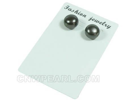 10-11mm black bread freshwater pearl studs earrings