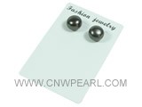 10-11mm black bread freshwater pearl studs earrings