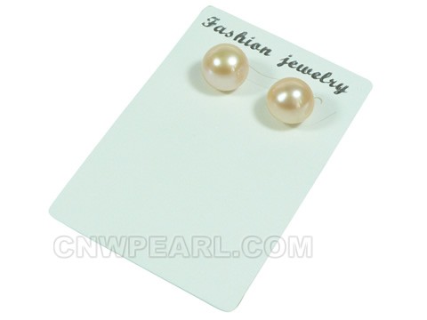 10-11mm pink bread freshwater pearl studs earrings