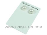 10-11mm white bread freshwater pearl studs earrings