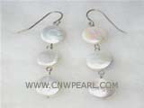 fine lustrous 12mm white coin freshwater pearl dangling earrings
