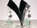 12mm white coin freshwater pearl dangling earrings