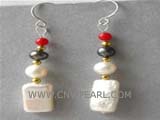 5*15mm rectangle freshwater pearl dangling earrings